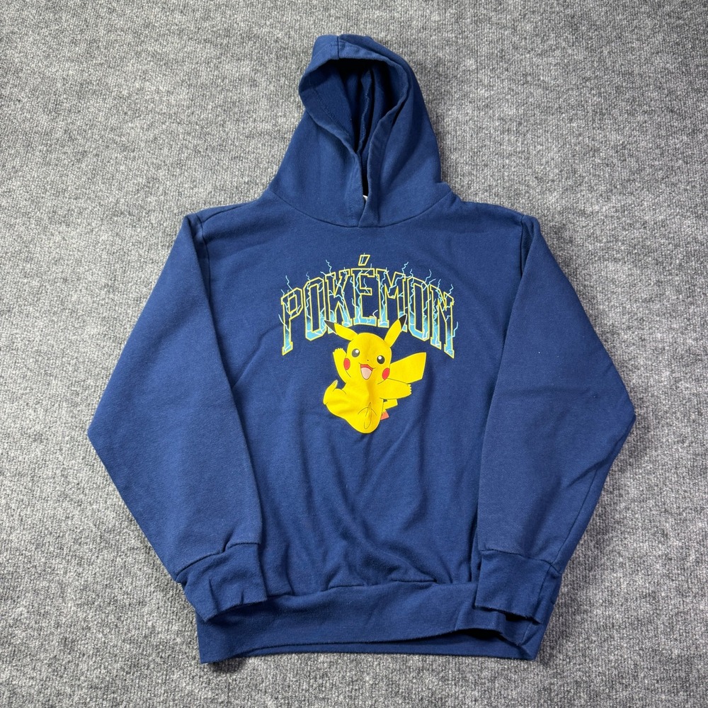 Pokemon Pikachu Hoodie Kids M 10/12 Blue Graphic Pullover Streetwear